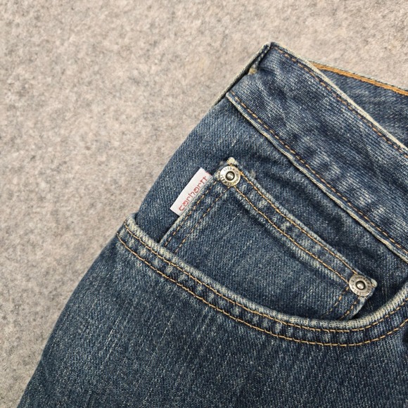 Carhartt Flannel Lined Jeans Womens 10 Blue Denim Relaxed Fit Straight Leg NEW - Picture 3 of 14